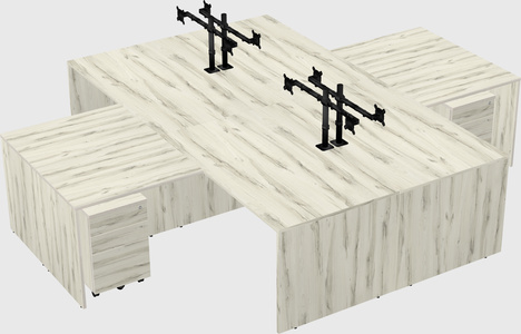 Quad l-shaped office desks