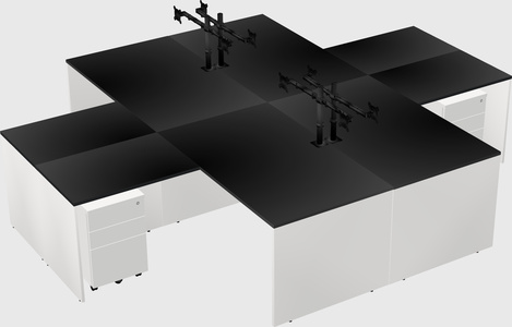 Quad l-shaped office desks