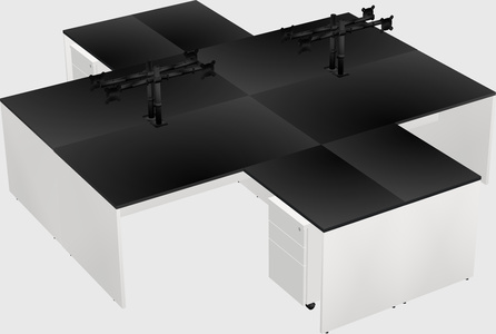 Quad l-shaped office desks