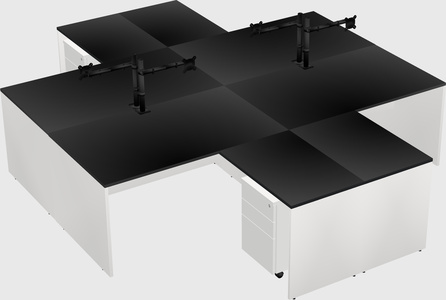 Quad l-shaped office desks