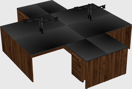 Quad l-shaped office desks