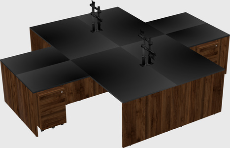 Quad l-shaped office desks
