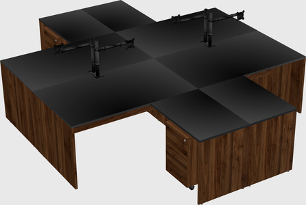 Quad l-shaped office desks