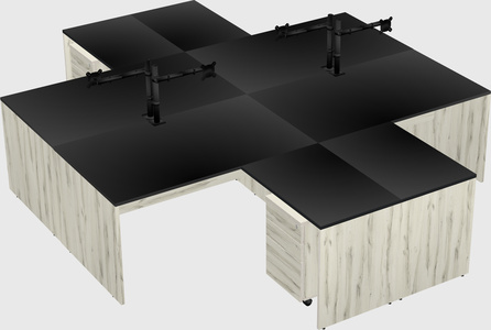 Quad l-shaped office desks