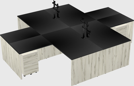 Quad l-shaped office desks