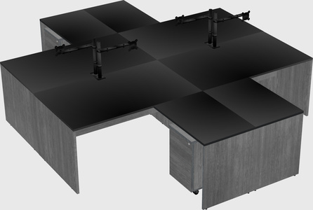 Quad l-shaped office desks
