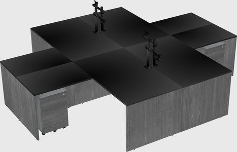 Quad l-shaped office desks