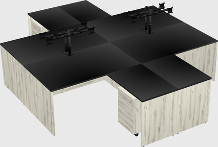 Quad l-shaped office desks