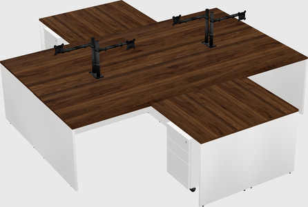 Quad l-shaped office desks