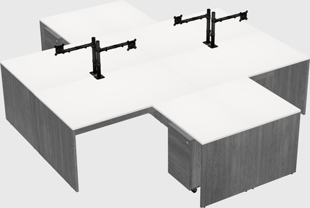 Quad l-shaped office desks