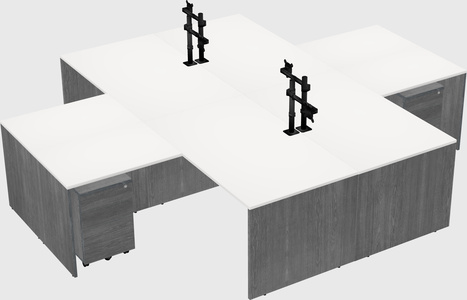 Quad l-shaped office desks
