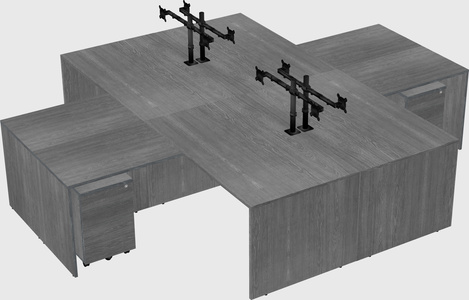 Quad l-shaped office desks
