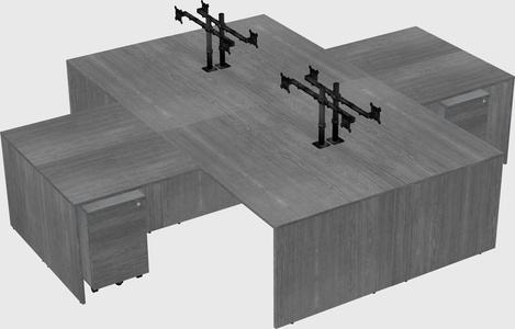 Quad l-shaped office desks