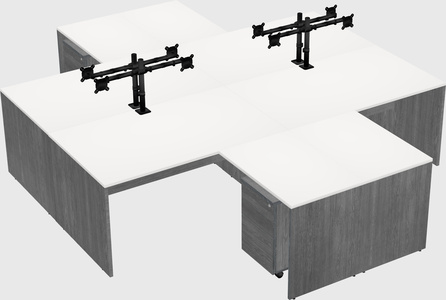 Quad l-shaped office desks
