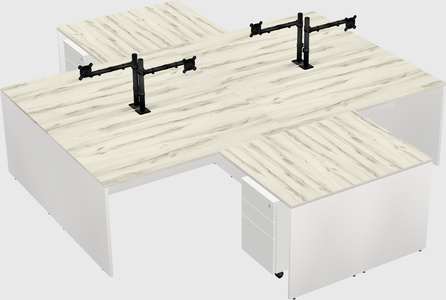 Quad l-shaped office desks