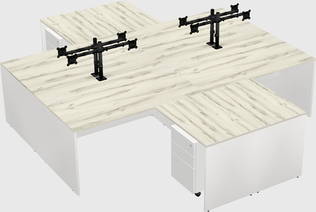 Quad l-shaped office desks