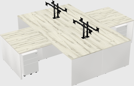 Quad l-shaped office desks
