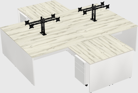 Quad l-shaped office desks