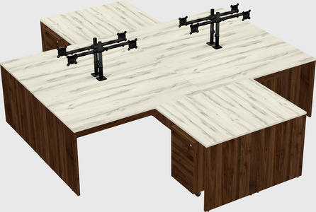 Quad l-shaped office desks