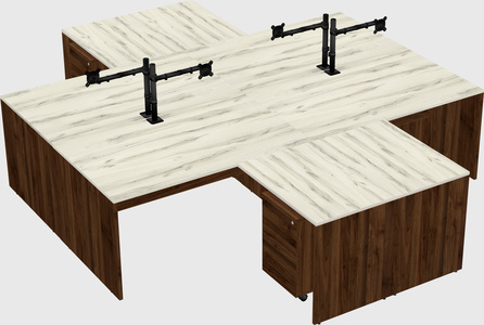 Quad l-shaped office desks
