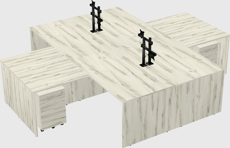 Quad l-shaped office desks