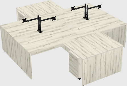 Quad l-shaped office desks