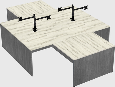 Quad l-shaped office desks