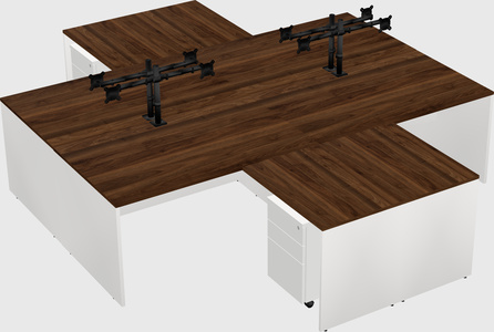 Quad l-shaped office desks