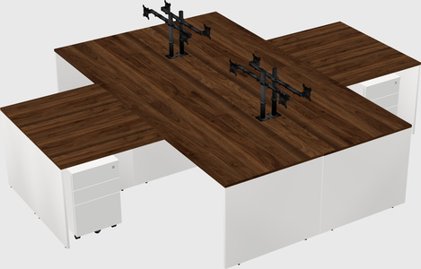 Quad l-shaped office desks