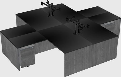 Quad l-shaped office desks