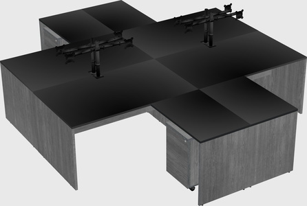 Quad l-shaped office desks