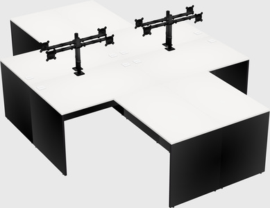 Quad l-shaped office desks