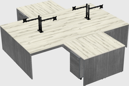 Quad l-shaped office desks