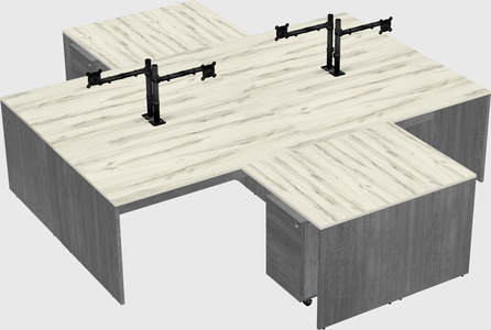 Quad l-shaped office desks