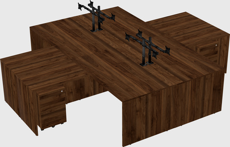 Quad l-shaped office desks