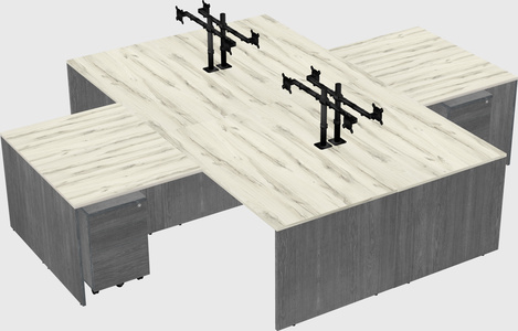 Quad l-shaped office desks