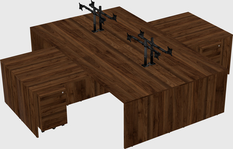 Quad l-shaped office desks