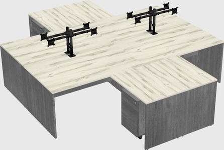Quad l-shaped office desks
