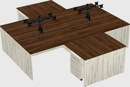 Quad l-shaped office desks