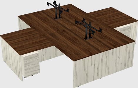 Quad l-shaped office desks
