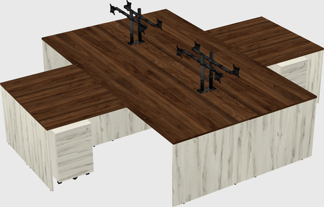 Quad l-shaped office desks