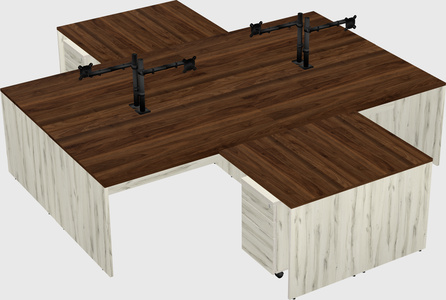 Quad l-shaped office desks