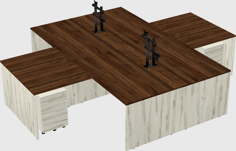 Quad l-shaped office desks