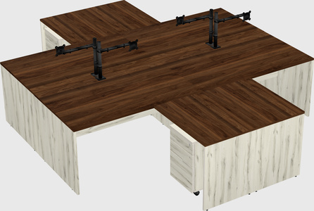 Quad l-shaped office desks