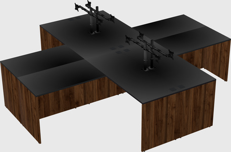 Quad l-shaped office desks