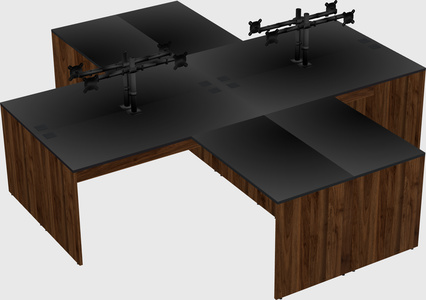 Quad l-shaped office desks