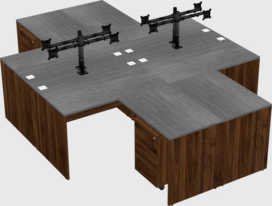 Quad l-shaped office desks