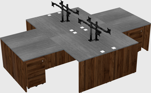 Quad l-shaped office desks