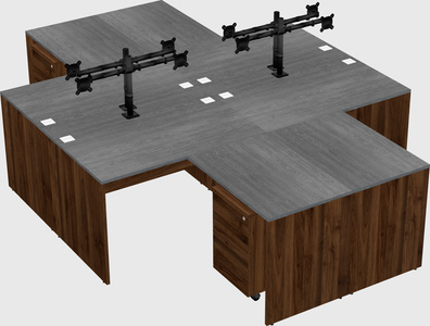 Quad l-shaped office desks
