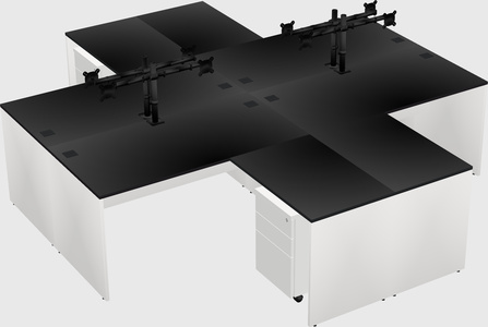 Quad l-shaped office desks